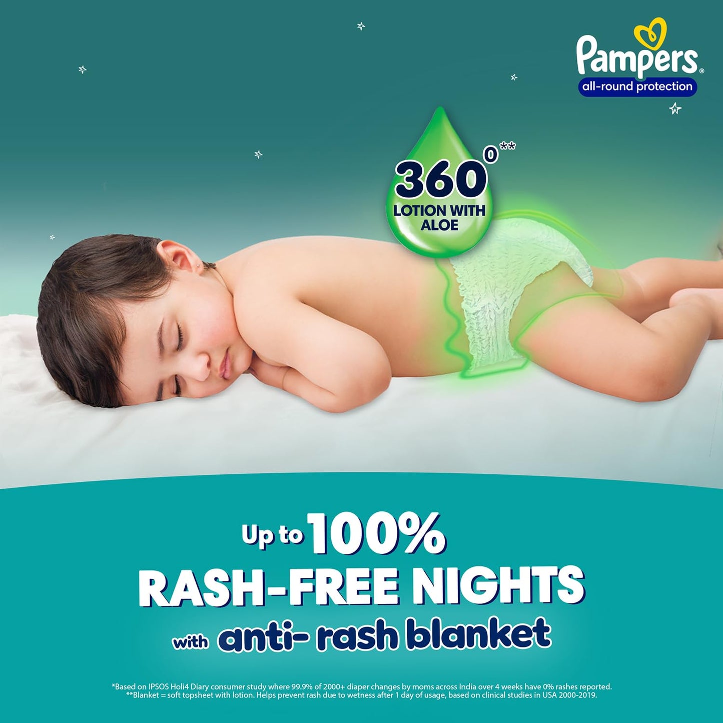 Pampers All Round Protection Pants Style Baby Diapers, Extra Large size (XL) 56 Count, 12-17kg, Anti-rash blanket, 360 degree Lotion with Aloe Vera